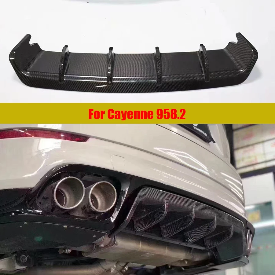 

For Porsche Cayenne 958.2 2017+ GTS Carbon Fiber Car Rear Bumper Diffuser Rear Splitters Spoiler Back lip Car Accessories