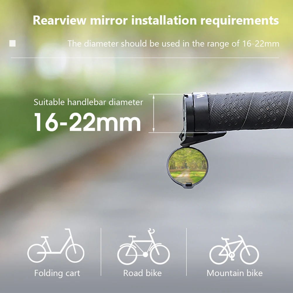 Bicycle Rear View Mirror 360 Angle Adjustable Portable Lightweight Impact-resistant Bicycle Mirror For Handlebars