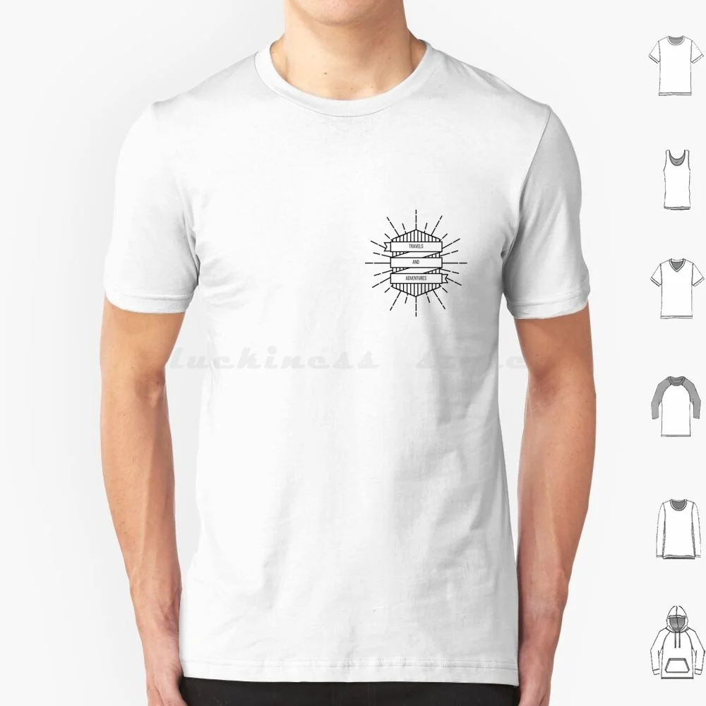 Travels And Adventures Travel Journal T Shirt Big Size 100% Cotton Travels Adventures Travel Black White