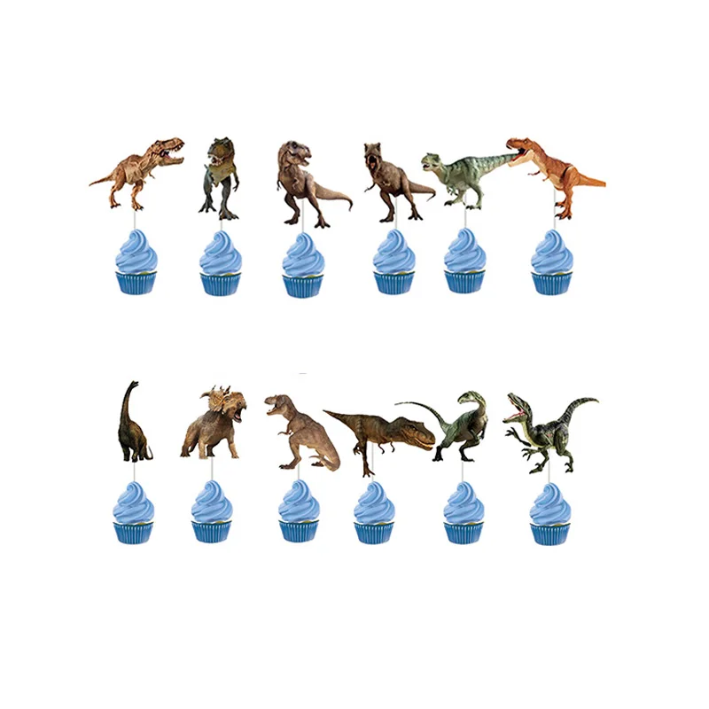 12pcs Dinosaur Cake Topper Boy Kid Jungle Safari Theme Birthday Party Cake Decoration Baby Shower Supplies Dino Cake Accessories