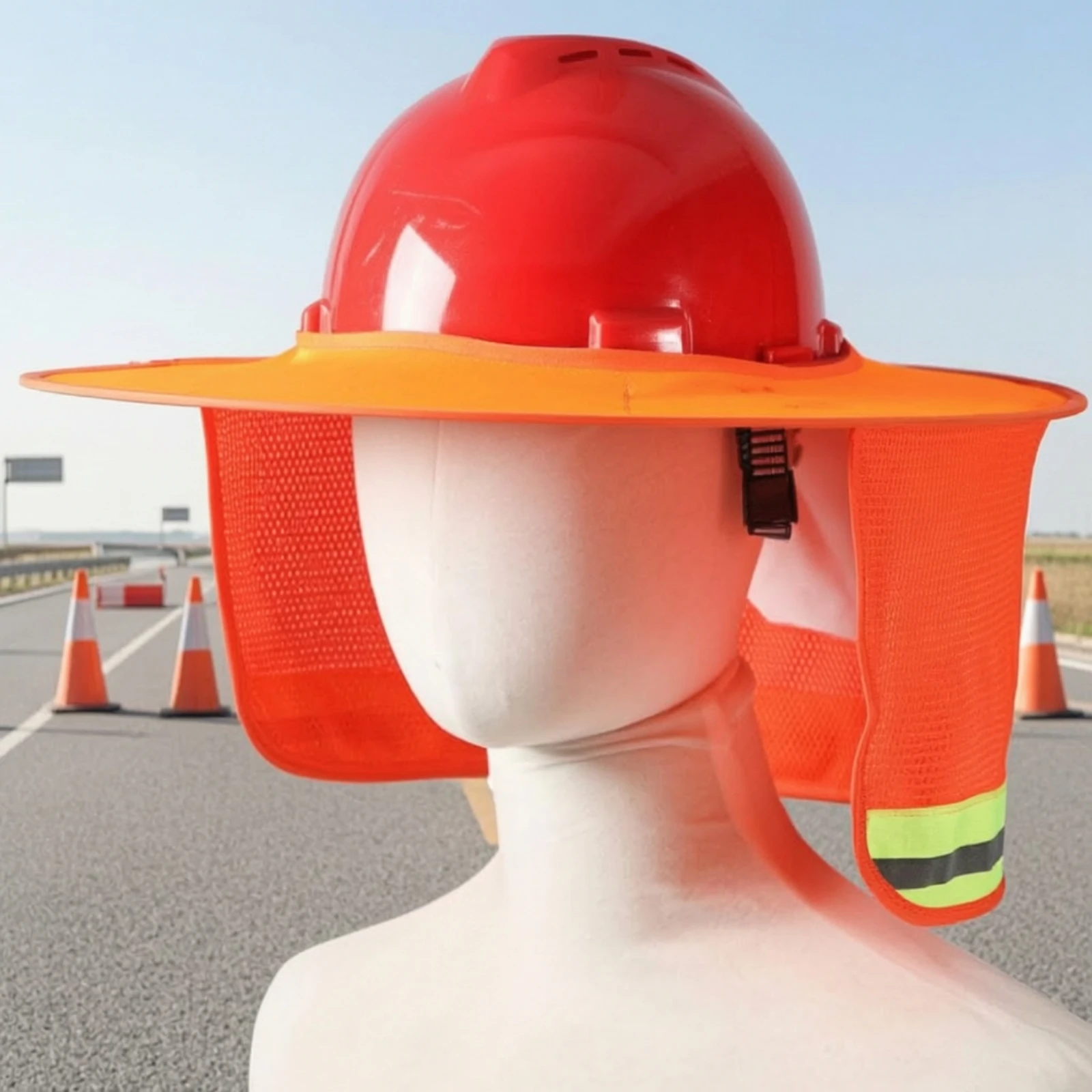 Hard Hat Sun Shade with Neck Protector High Visibility Helmet Sun Visor with Neck Flap Hard Hat Visor Wide-Brim Reflective