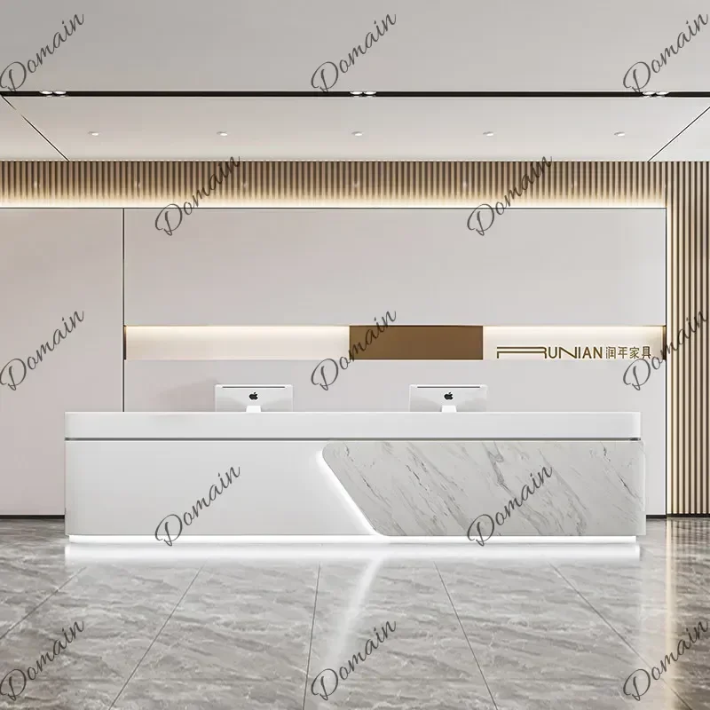 46 X Company Front Desk Reception Desk Hotel Service Desk Stainless Steel Painted Cashier Counter Customer Center Office Furnitu