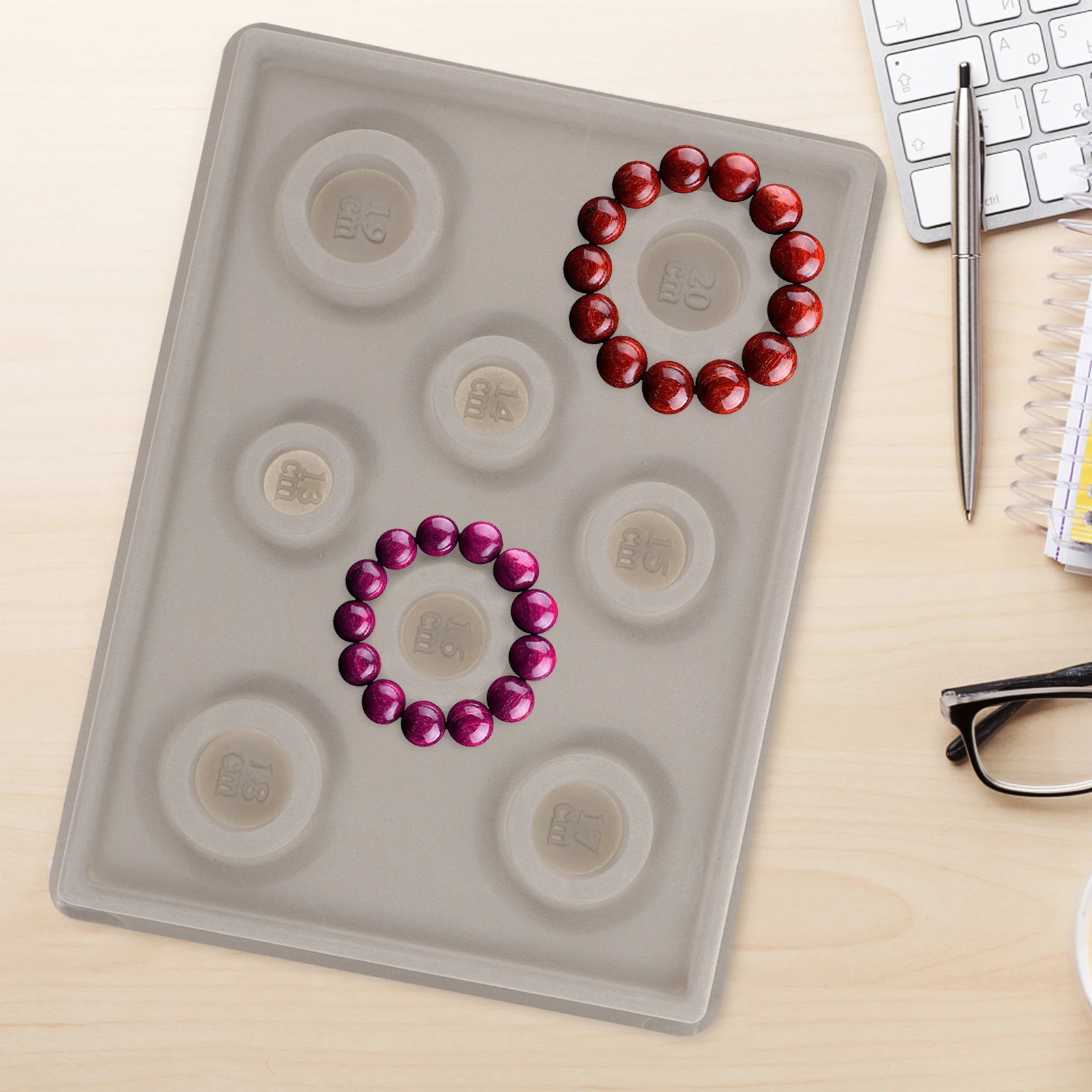 

2 Pcs Bracelets Beaded Design Plate Beads Beading Board for Jewelry Making Wear Grey Measuring