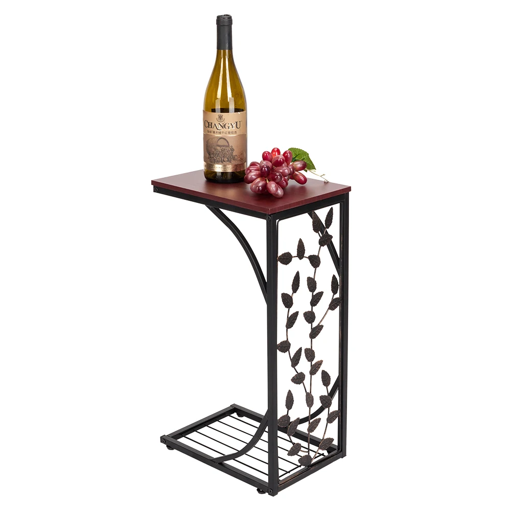 54*30.5*21CM Leaf Pattern Iron Side Table Coffee Table Brown