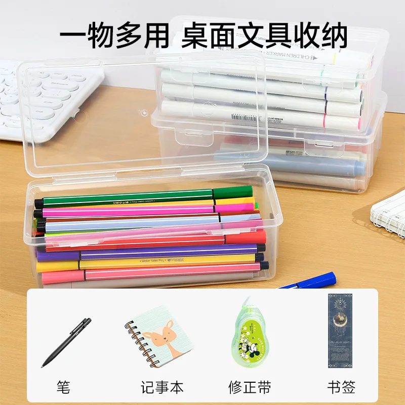 Pencil Storage Box Large Capacity Transparent Stationery Storage Box Pen Holder Colored Pencil Drawing for Children