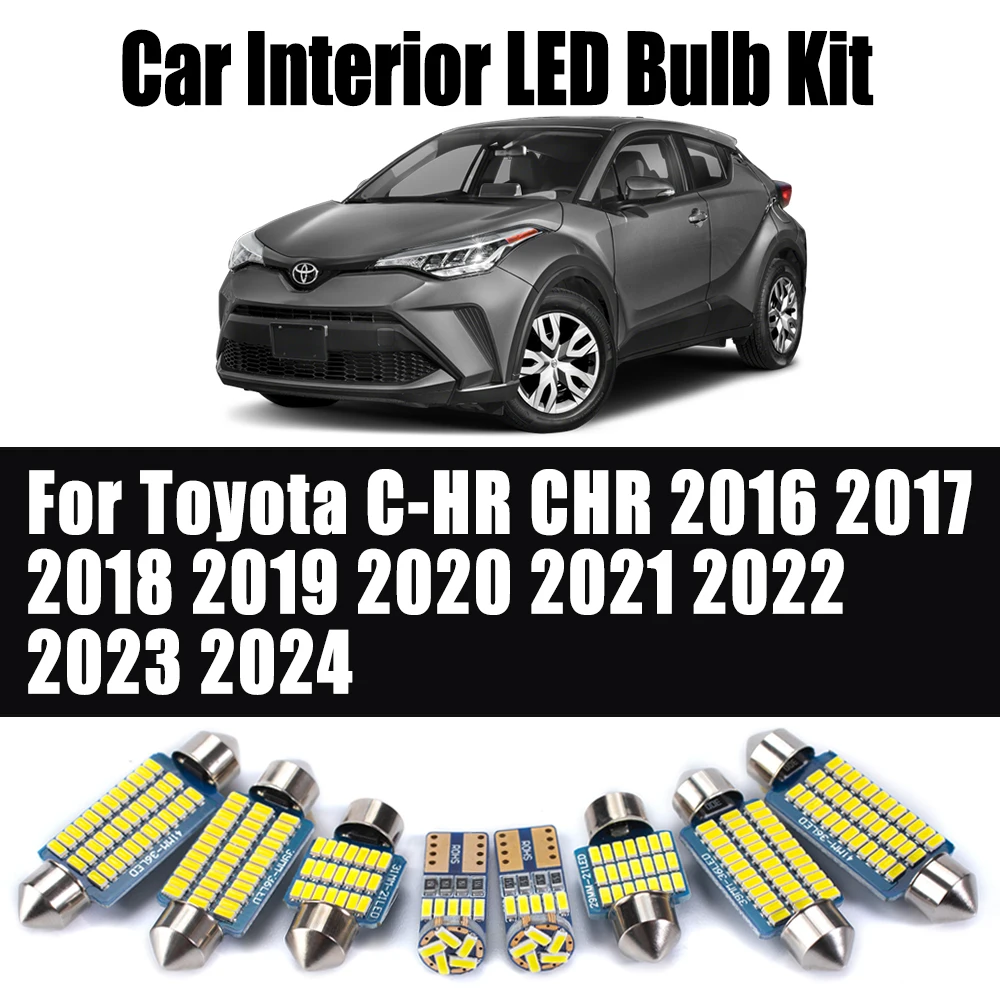 

10Pcs Car Bulbs Kit For Toyota C-HR CHR 2016 2017 2018 2019 2020 2021 2022 2023 2024 Accessories LED Interior Trunk Dome Light
