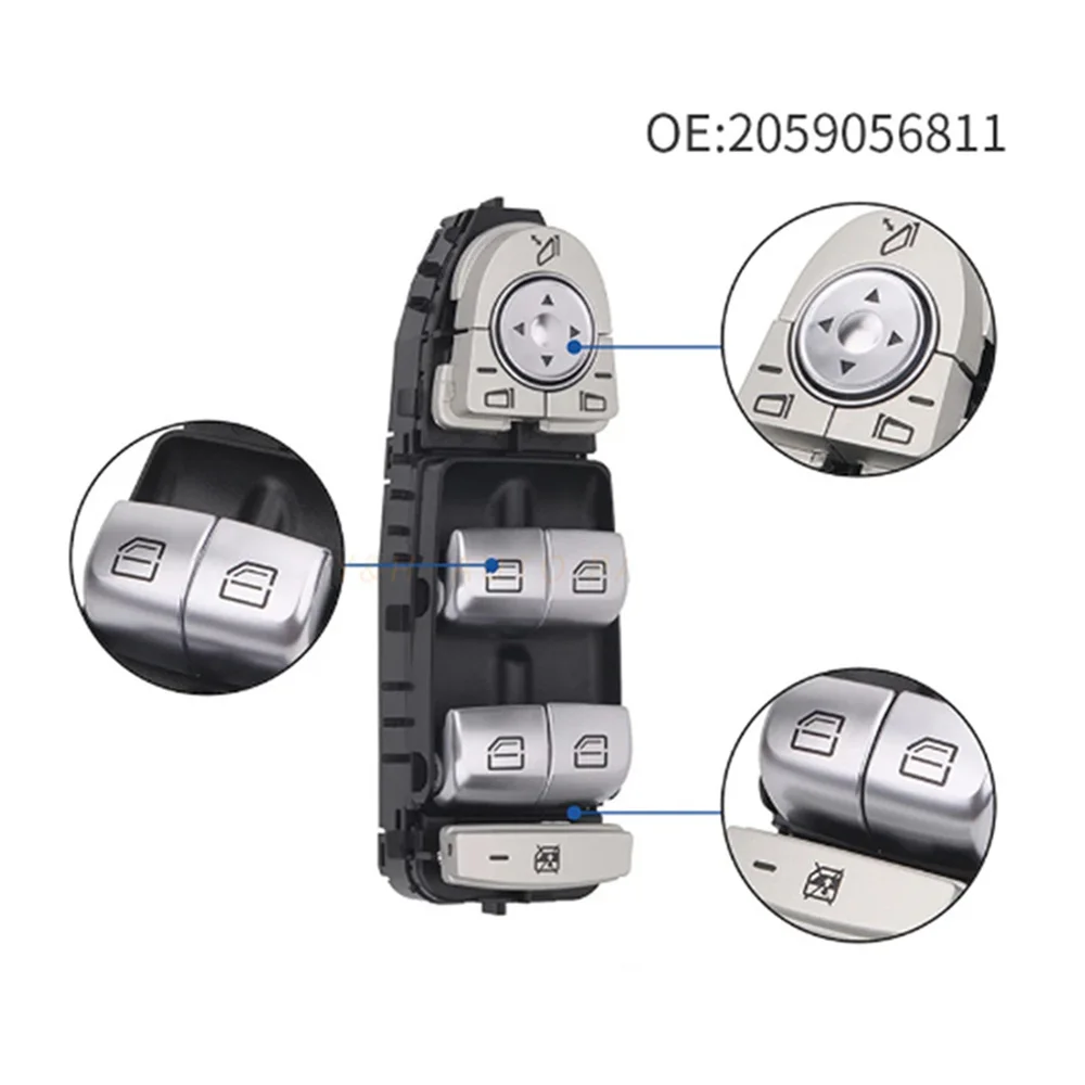 

A2059056811 Switch Assembly for Mercedes-Benz C-Class W205 S205 X253 C200 C300 C350 C63 AMG Window Control Switch Button Console