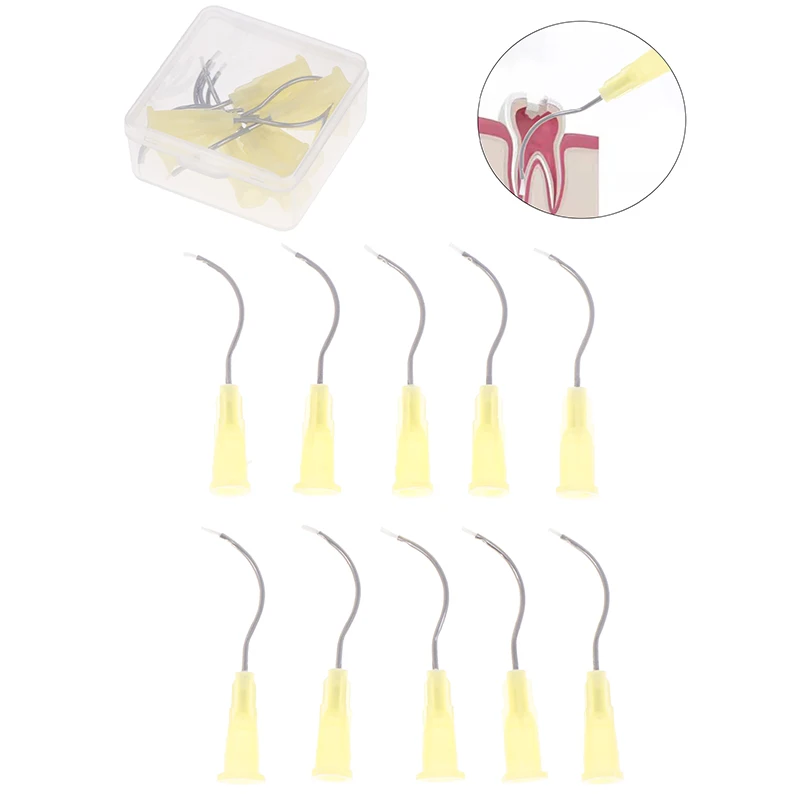 10pcs Dental Irrigation Bent Needle Tips For Teeth Whitening Curved Needle Dental Tooth Cleaning Oral Care