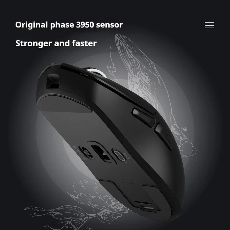 Skn Swim Fish Pro 2.4G Bluetooth Wireless PAW3950 Tri Mode Mouse E-sports Low Delay 56g Light Weight Mouse Gaming Accessories