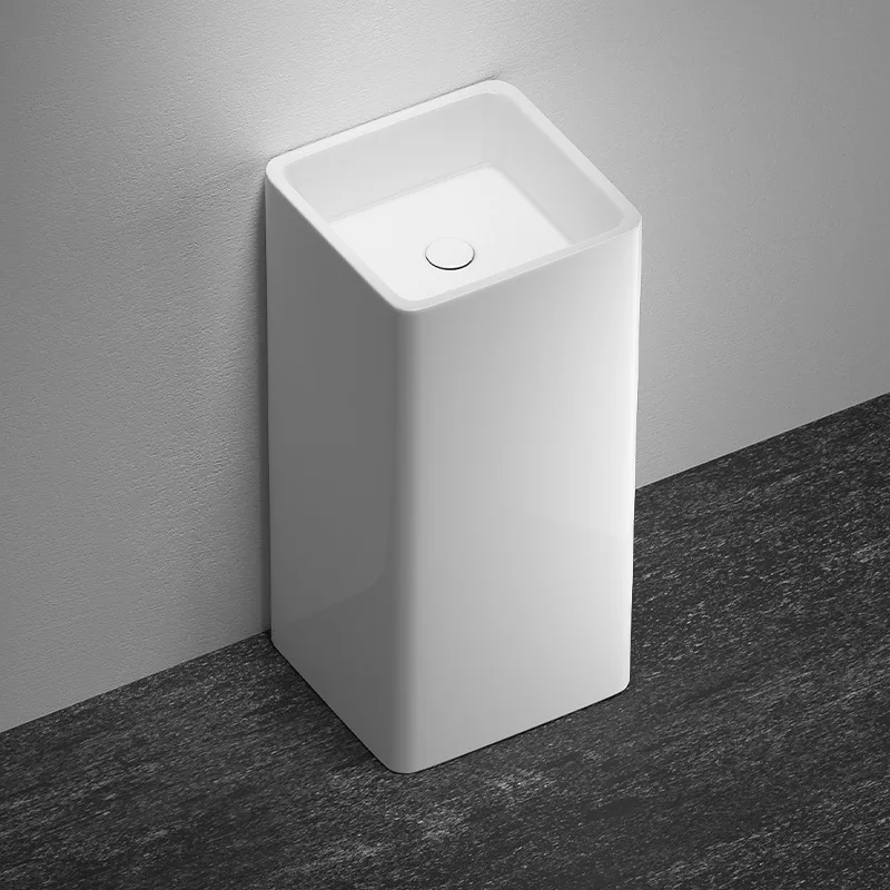 Non-porous ceramic column basin Floor-to-ceiling integrated wash basin Bathroom Square Round