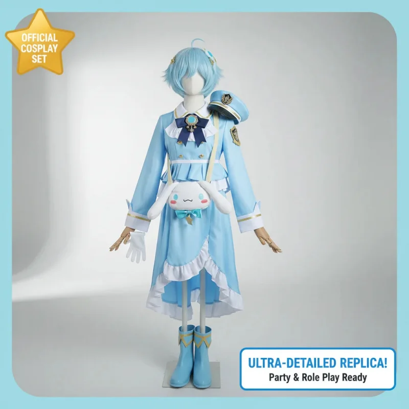 

Identity V Joseph Cosplay Set Blue Uniform Hat Bag Wig Party Role Play Costume for Adults