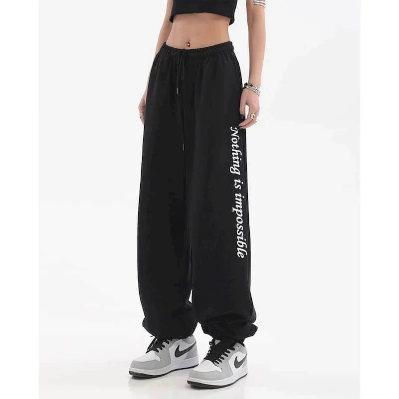 

Винтажные женские брюки, широкие брюки High Street, корейская мода, свободные спортивные спортивные штаны Y2k, женская одежда, брюки с буквенным принтом