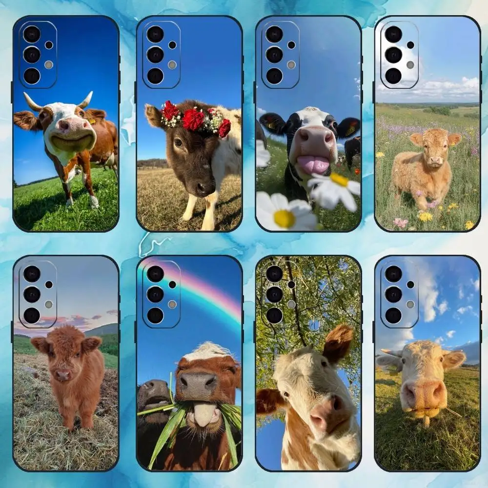 

Cute Highland Cow Phone Case For Samsung Galaxy A73,A72,A71,A70,A53,A52,A51,Others Soft Black Cover