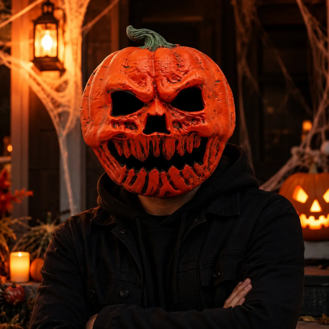 Halloween Pumpkin Mask Orange Full Face Lantern Horror Cosplay Carnival Masquerade Mardi Gras Party Costume Prop Decor