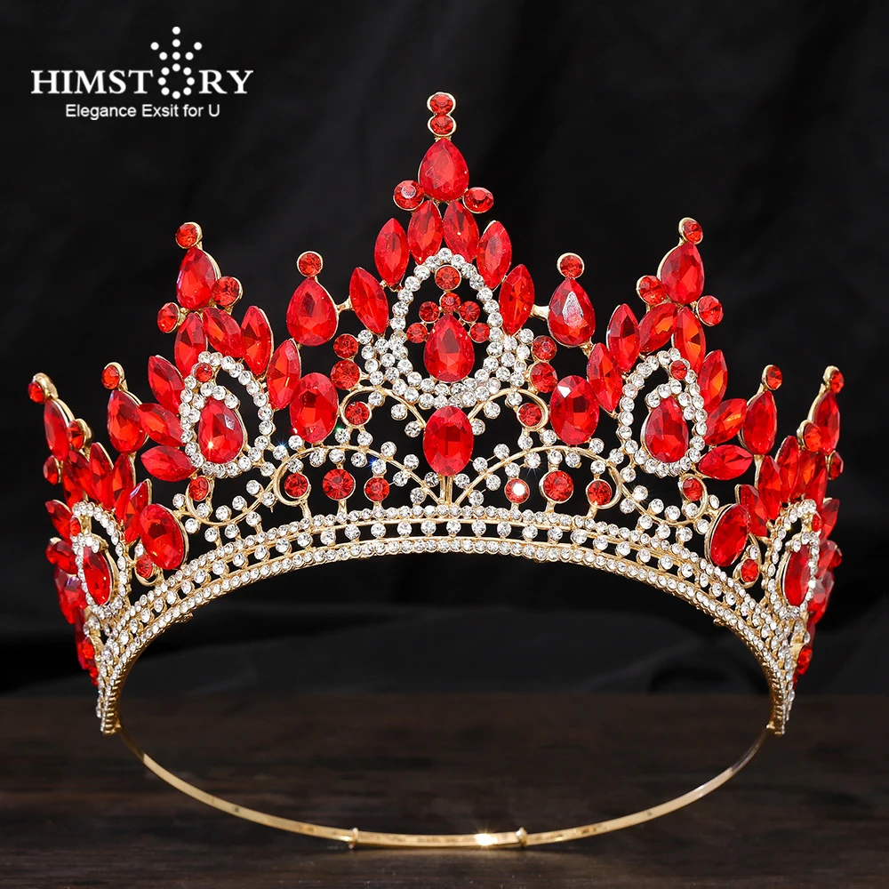 HIMSTORY Luxury Miss Universe Wedding Hair Crown Queen Rhinestone Tiara Party Stage Show Hair Jewelry for Pageant