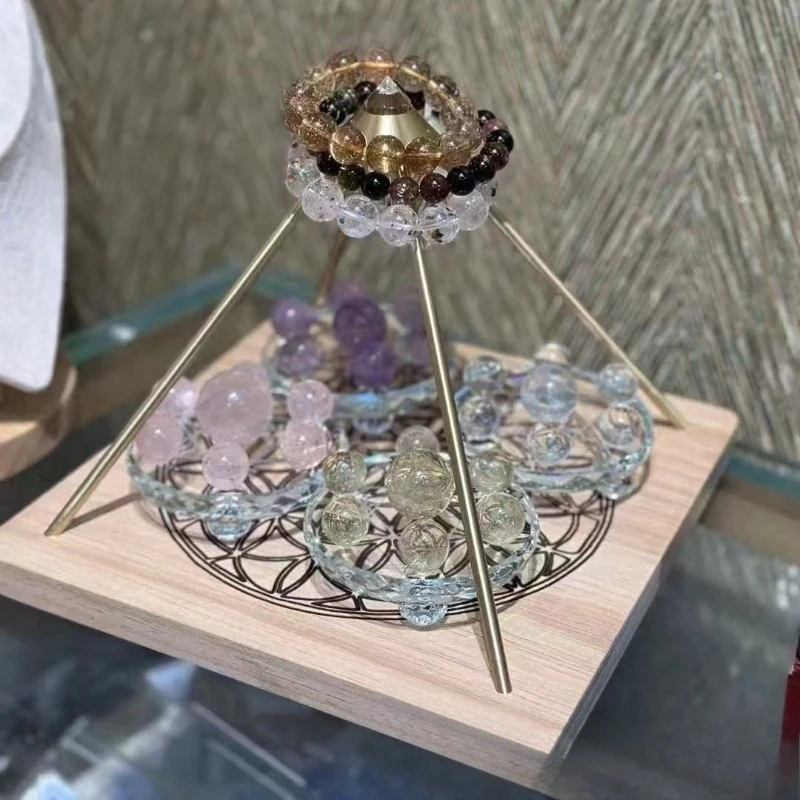 Pyramid ornament crystal display stand degaussing container