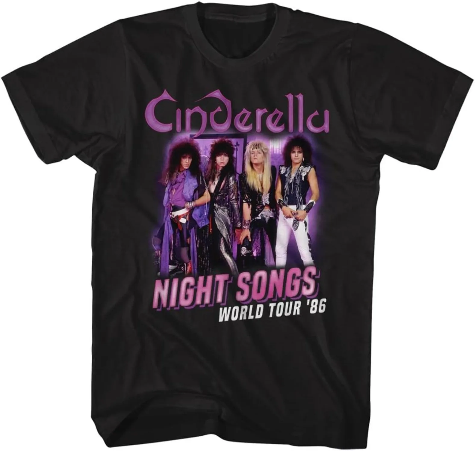 

Cinderella Rock Band Night Songs Tour Black 2-Sided Adult T-Shirt Tee