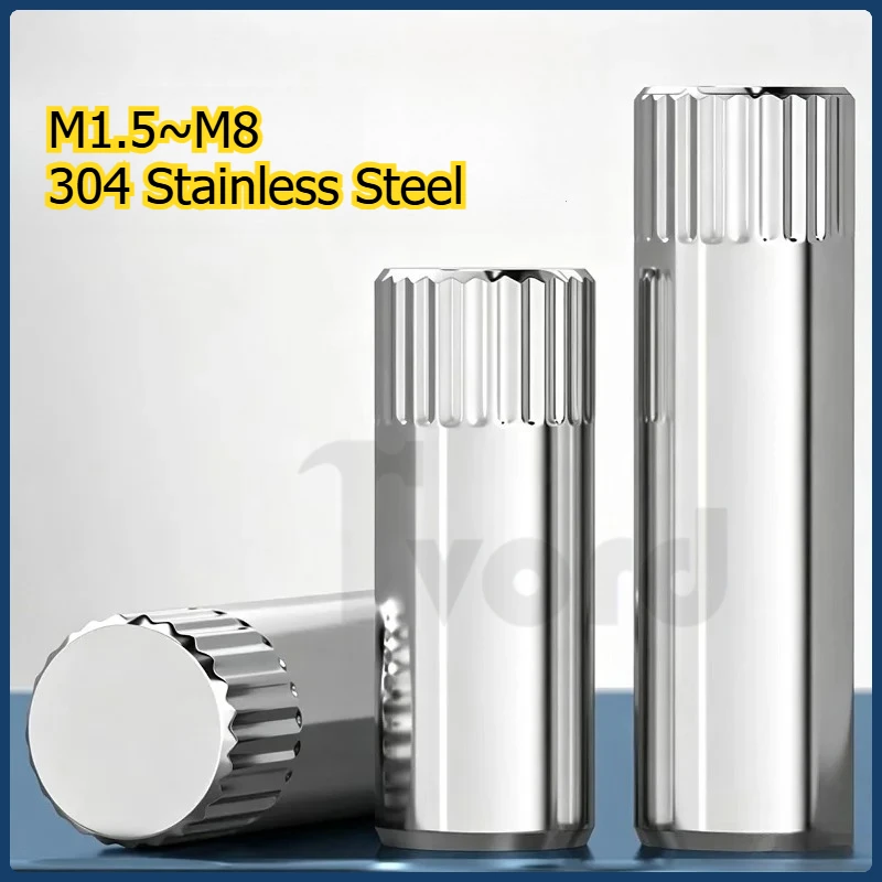 304 Stainless Steel  M1.5 M2 M2.5 M3 M4 M5 M6 M8 Knurled Cylindrical Pins Shaft Pins Hinge Pin Toy Linkage Latch Hinge 6~50mm
