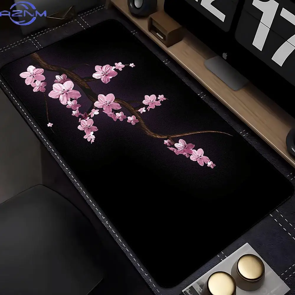 Large XXL Gaming Mouse Pad Desk Mat Keyboard Pad Minimal Pink Sakura Japanese Floral Print Non Slip Rubber mousepad Gamer Office