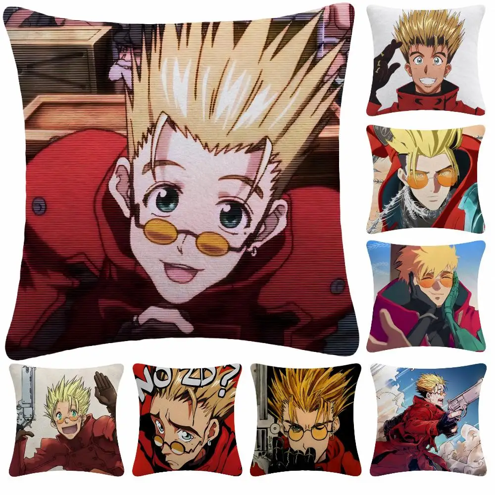 Anime Trigun V-Vash The Stampede Cushion Cover Soft Plush Decorative Sofa Bedroom Living Room Car Dorm Home Decor Gift