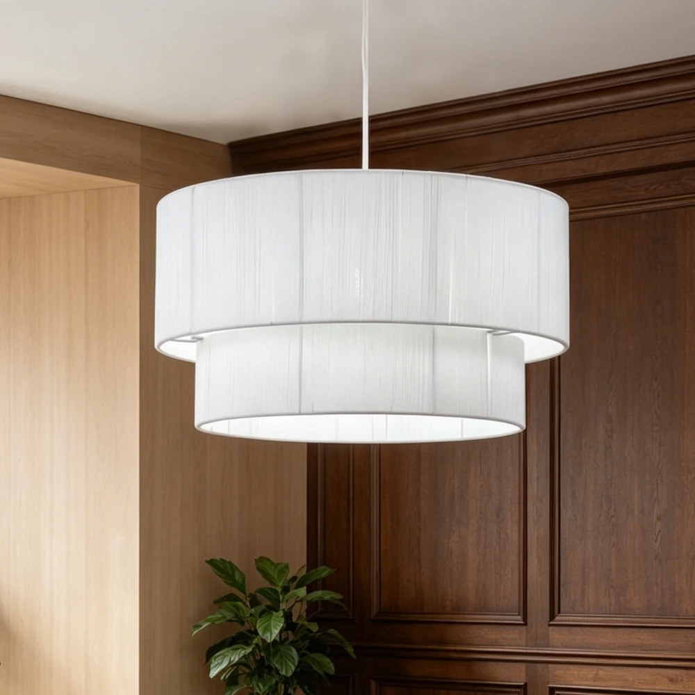 

45CM Double Layers Pendant Light Hand Woven Chandelier Modern Hemp Rope Hanging Lamp for Dining Living Room Pendant Lamp Shade