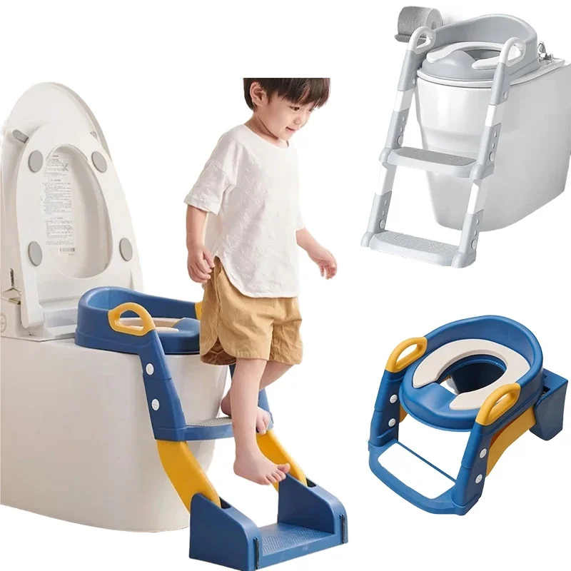 

Children Potty Training Seat Portable Foldable Detachable Safety Auxiliary Leather Pad Toilet Ladder Baby Boy Girl Potty Chair