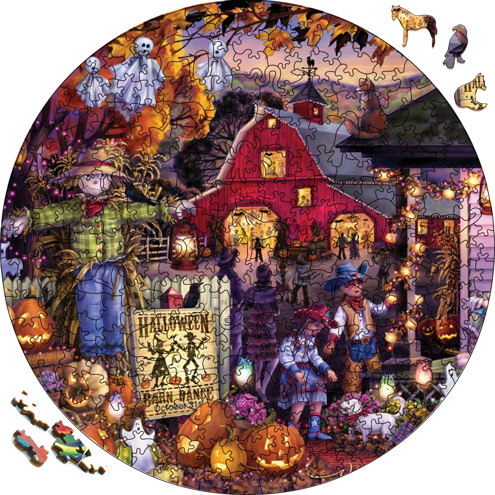 

Halloween Children Wooden Jigsaw Puzzle Toys For Adults Wood Puzzles Board Game Wood Holiday Gift Puzzle For Children