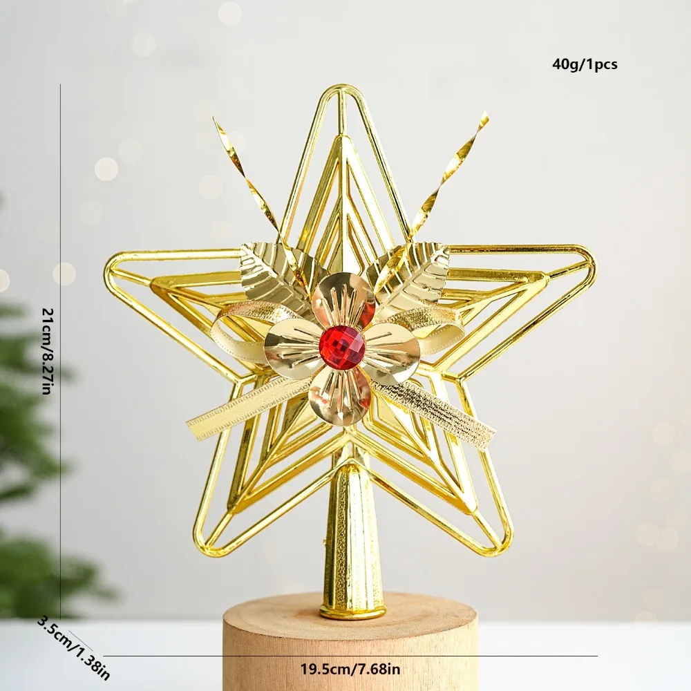 Plastic Star Topper Electroplated Bright Surface Xmas Star Shiny Look 3D Design Christmas Tree Top Decor Festive Ornament