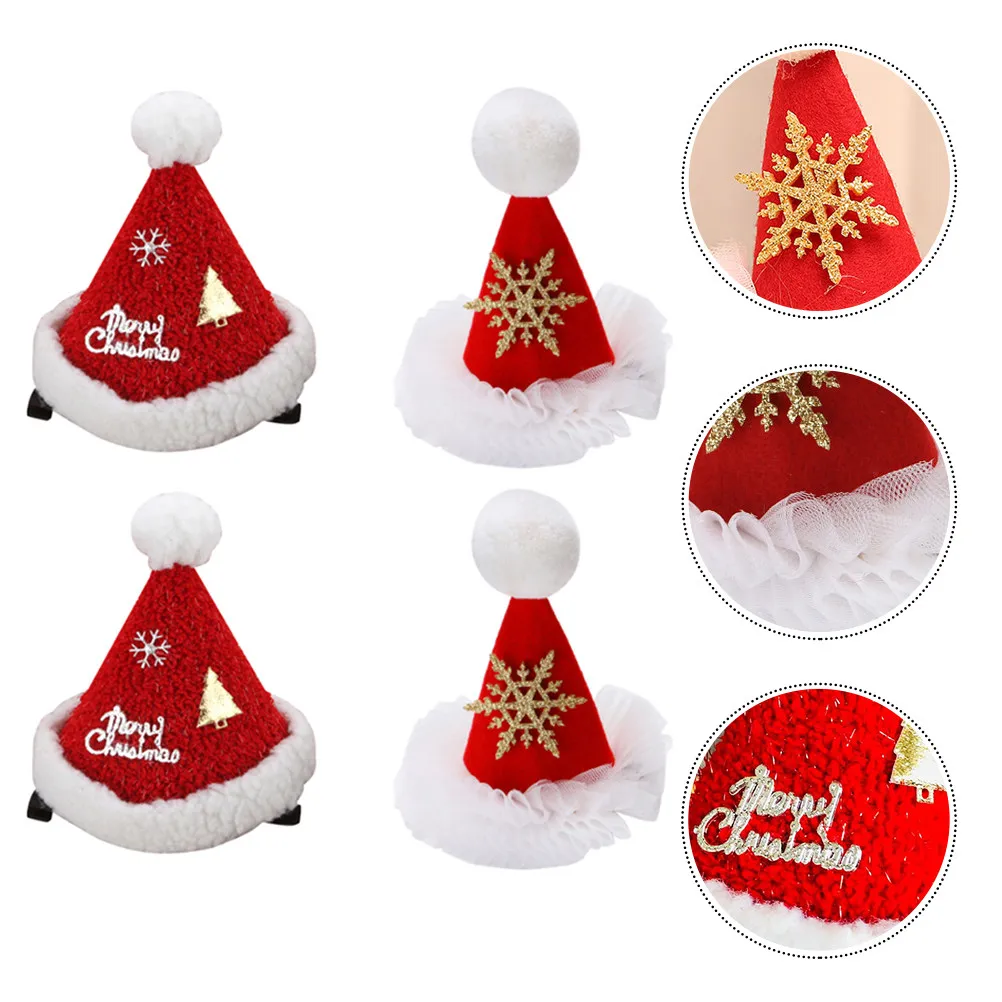 4Pcs Christmas Snowflake Hairpins Cartoon Hair Clips Adorable Xmas Hair Decorations for Adults Holiday Christmas Hairpins