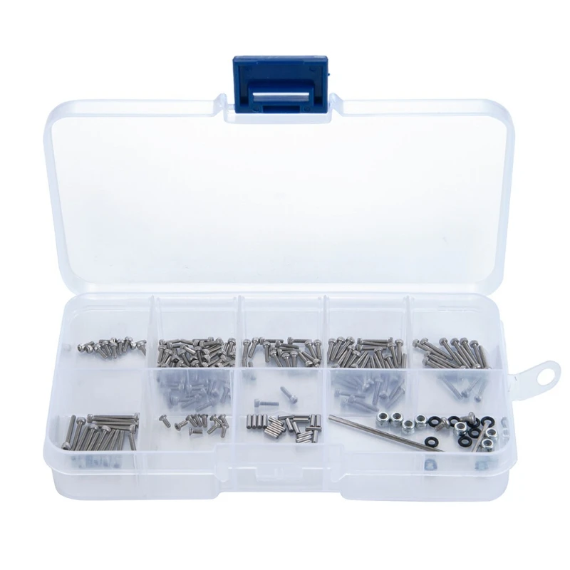 186Pcs M1.4 Stainless Steel Screw Nut Kit With Spanner For Axial SCX24 1/24 RC Crawler Hardware Assortment Set Car Repairment