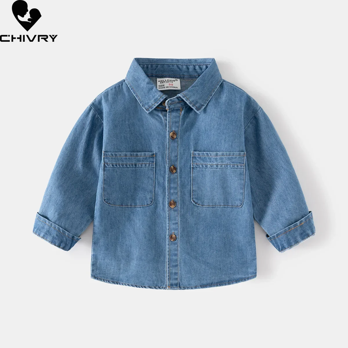 

Boys Classic Denim Shirts New 2024 Spring Autumn Long Sleeve Lapel Solid Washed Soft Denim Shirt Jacket Kids Casual Clothing