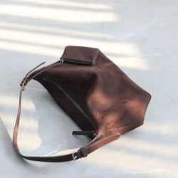 Genuine Leather Vintage Small Crossbody Tote For Women Luxury Zipper Shoulder Bags Soft And Versatile Handbag