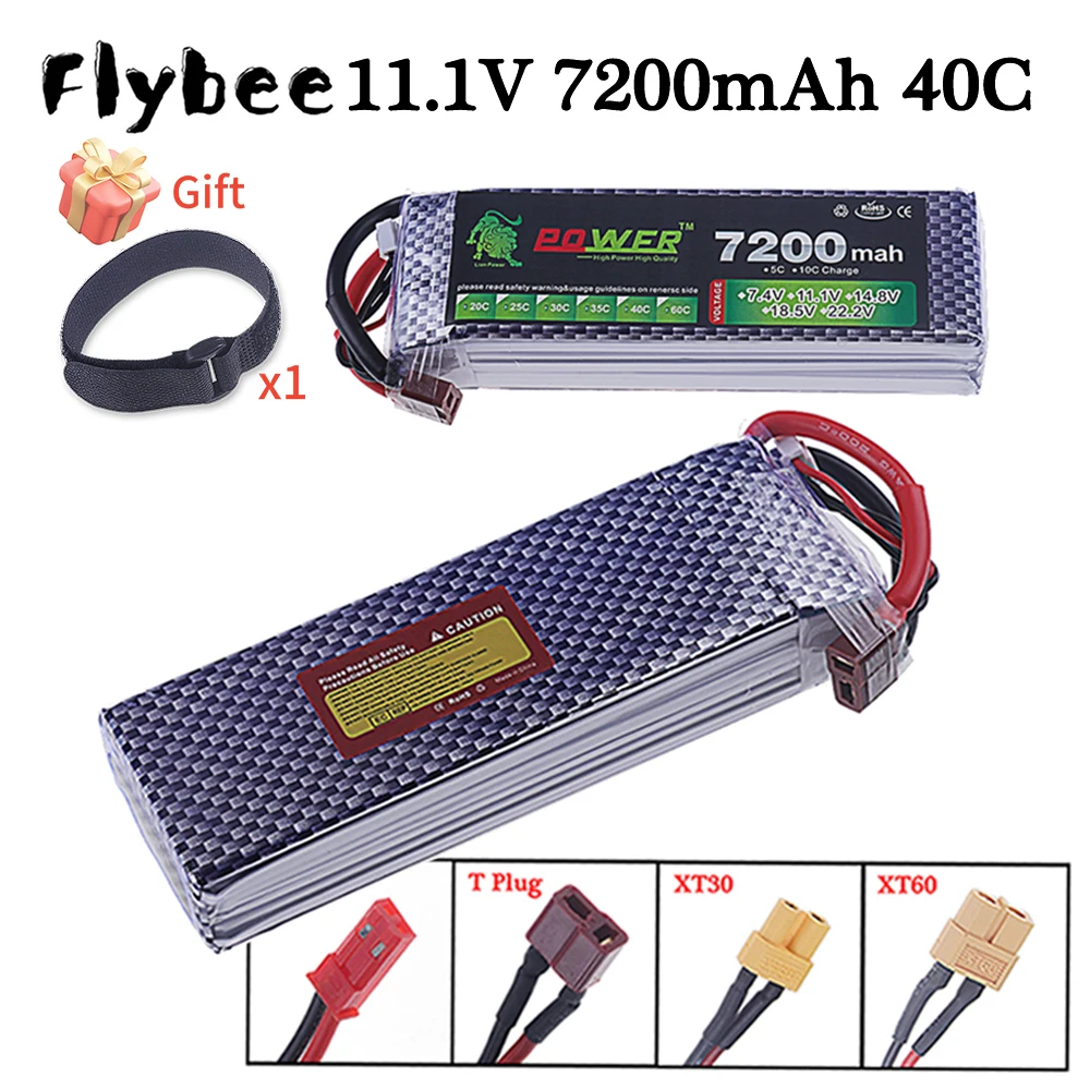3S 7200mAh 11.1V Lipo Battery 40C for Drone RC FPV Airplane Boat Helicopter with XT60 DEANS T Plug XT30 JST Connector