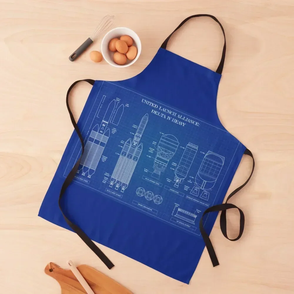 

Delta IV Heavy (Blueprint-Horizontal) Apron Bib For Kitchen Kitchen Supplies Apron