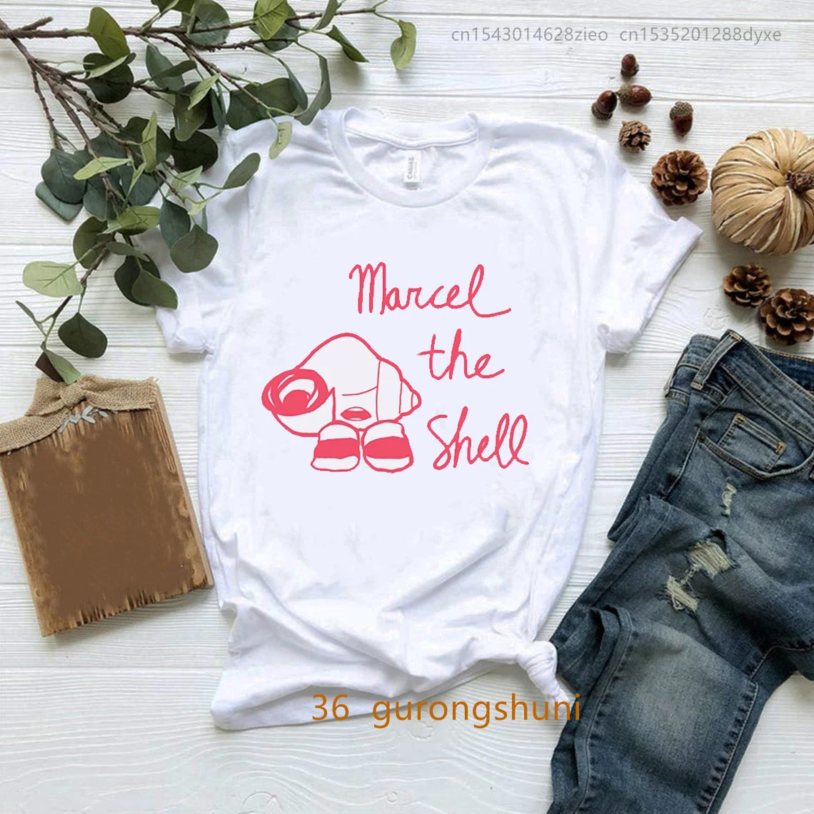 Nieuwe Film Tonen Marcel T-shirt De Shell Met Schoenen Op T-shirt Vrouwen Kleding Vrouwelijke Kleding Korte Mouw Harajuku Tees tops