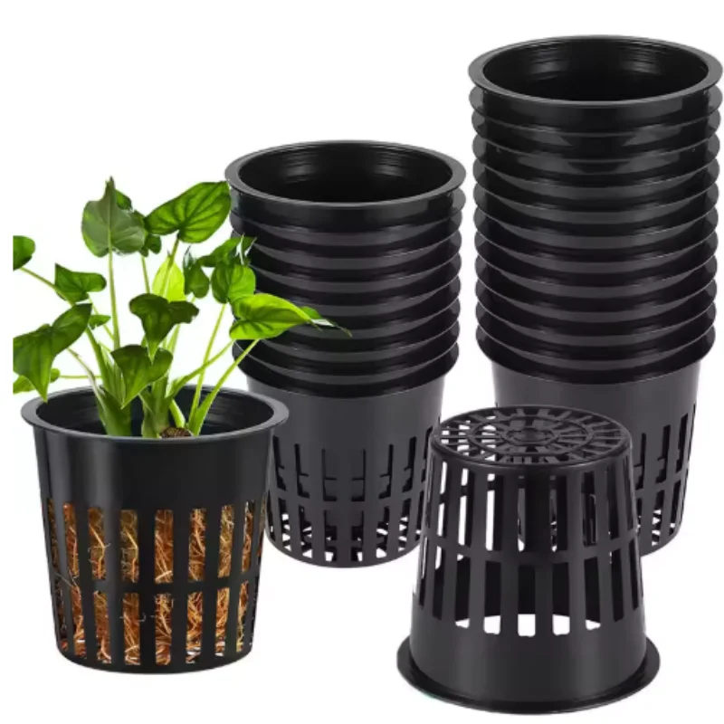50pcs Garden Plastic Net Cup, 2 Inch Garden Slotted Mesh Cup - Plant Nursery Net Cups for Hydroponic Growing, Reusable Heavy-Dut