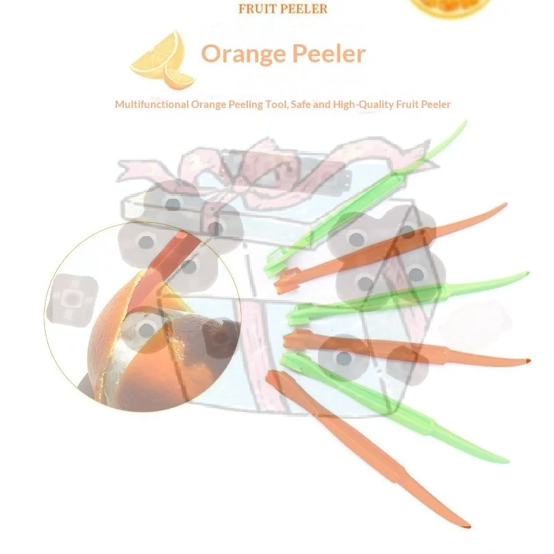 2Pcs Plastic Orange Peeler Long Handle Fruit Skin Remover Citrus Peeling Tools For Grapefruit Lemon Kiwi Mango Carrot Cucumber