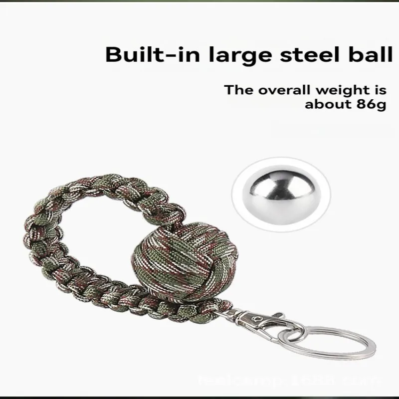 Multifunctional Self-defence Paracord Rope Key Steel Ball Chain Outdoor Camping Hiking Riding Self-defence Emergency Survival