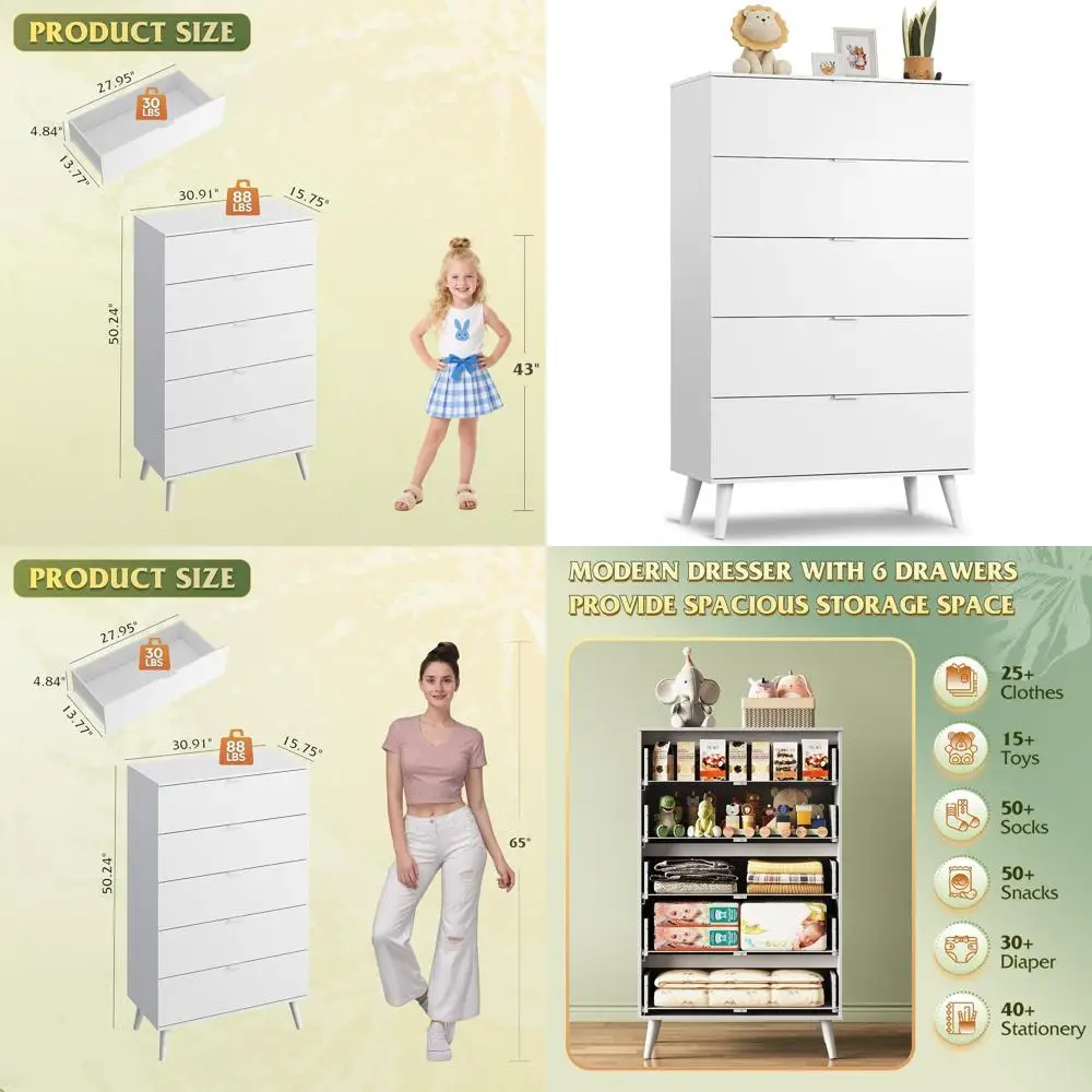 

Elegant Tall Wooden Drawer Storage Organizer with Metal Handle for Bedrooms, Living Rooms, Hallways, and Closets