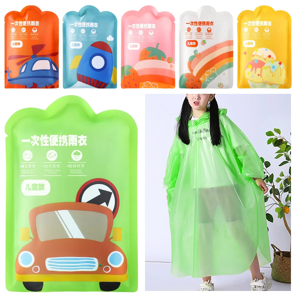 1pc High Quality Kids Waterproof Raincoat Reusable, Vacuum Compression Packed Portable Rain Poncho for Travel & Outdoor