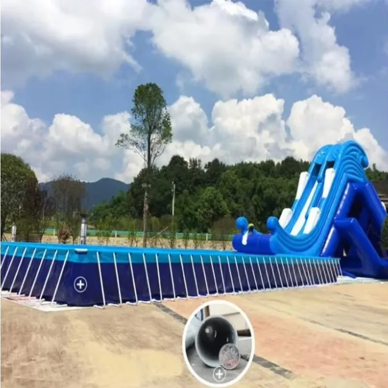 Newly Upgraded Metal Framed Pool Durable Family Rectangular Pool Adult & Child Water Park