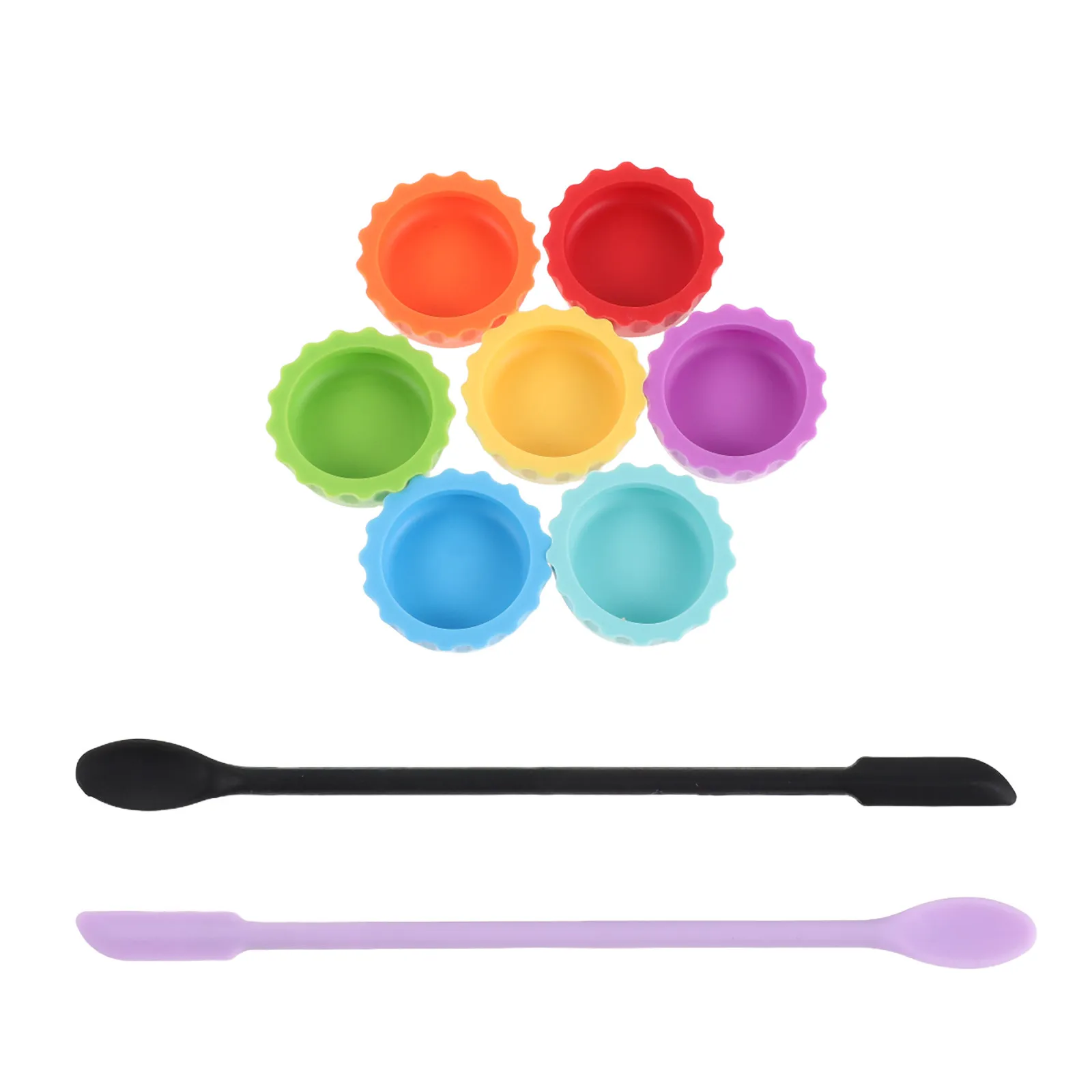7pcs Silicone Reptile Feeding Dish and Spoon Flexible Non Stick Gecko Water Bowl Reusable Feeding Cups for Crested Geckos