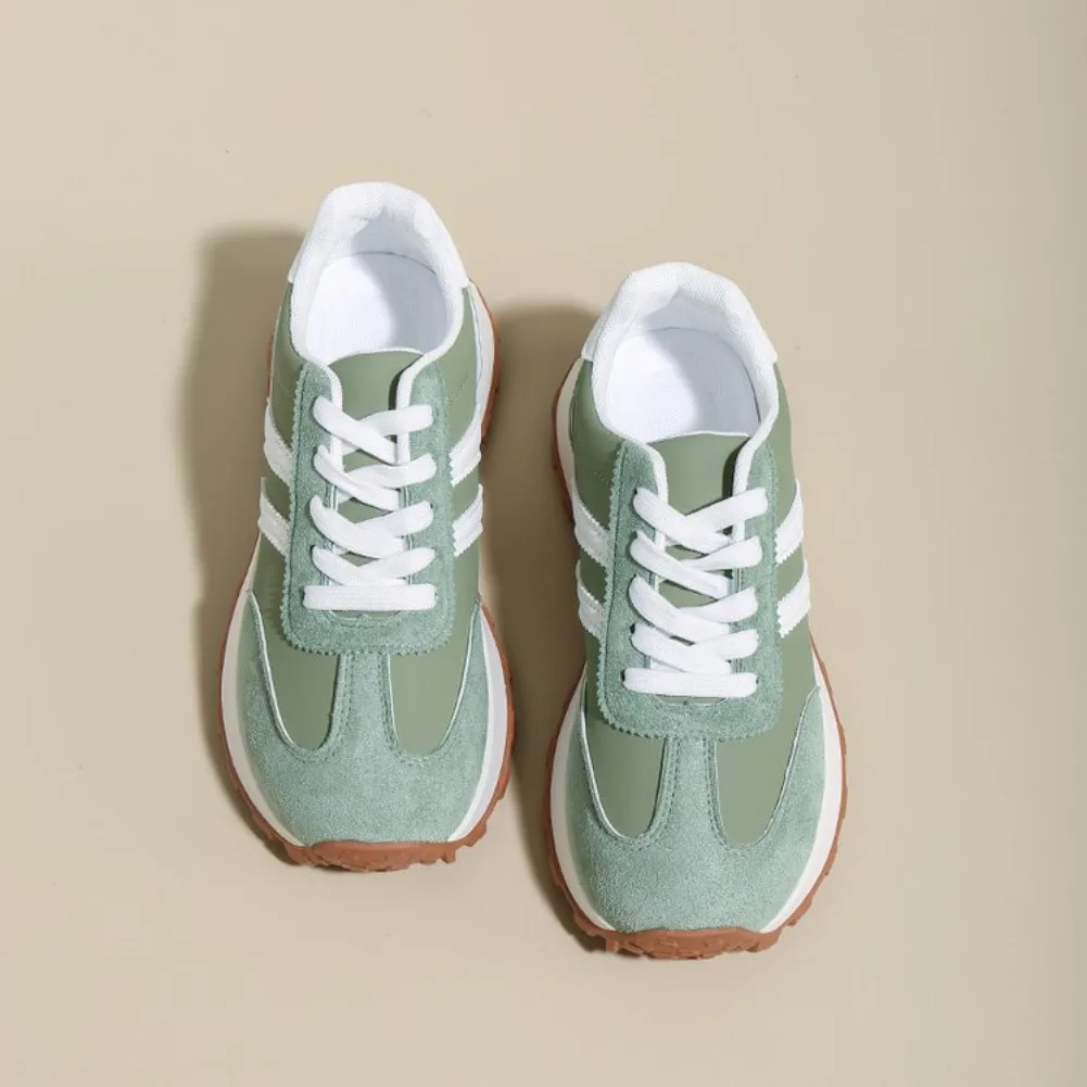 Mehrfarbige Damen Retro Wildleder Schnür-Sneaker, Leichte Atmungsaktive Low-Top Laufschuhe, Rutschfeste Komfort-Freizeitschuhe – Detail 11