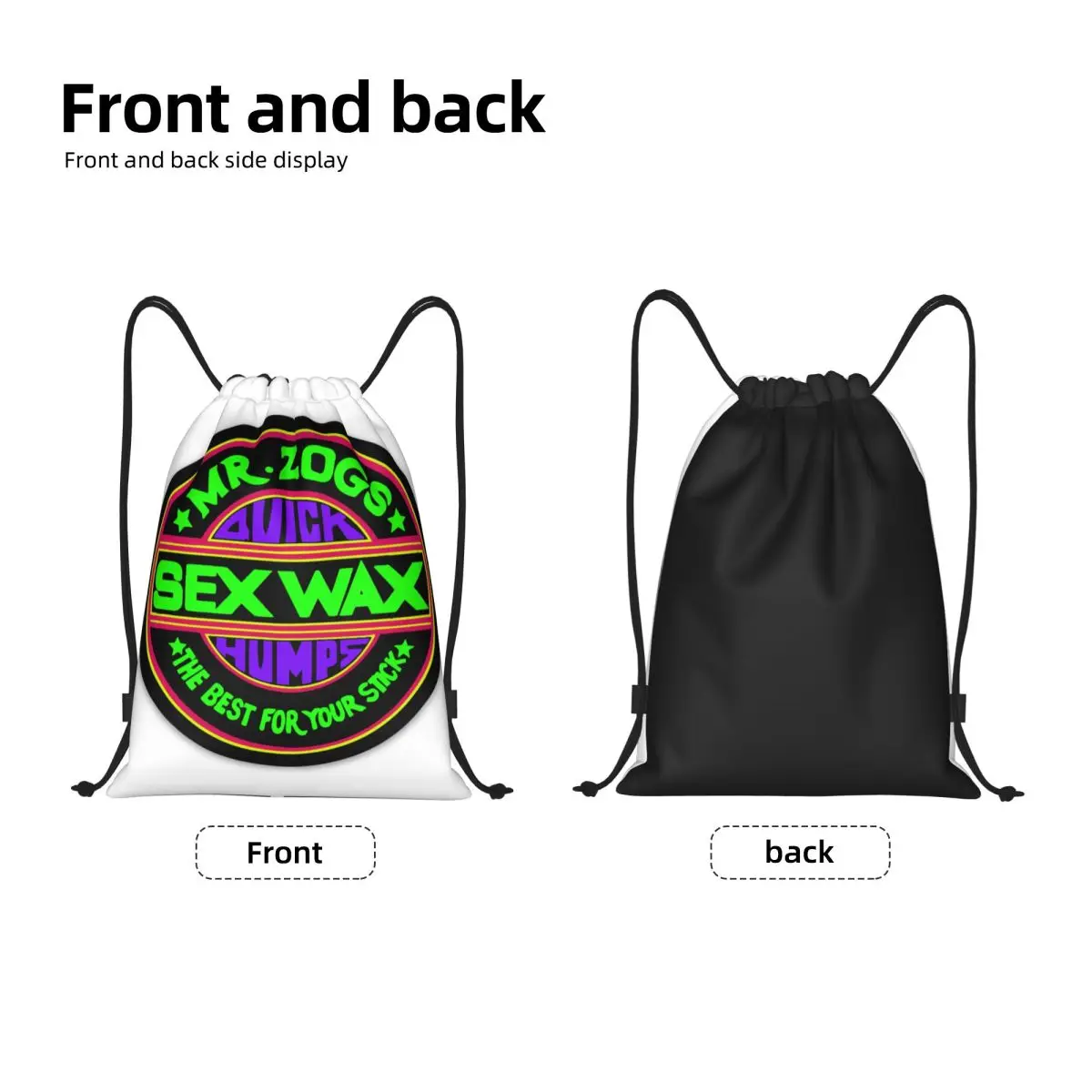 Sex Wax Logo Mr Zogs Drawstring Backpack Sports Gym Bag for Women Men Shopping Sackpack