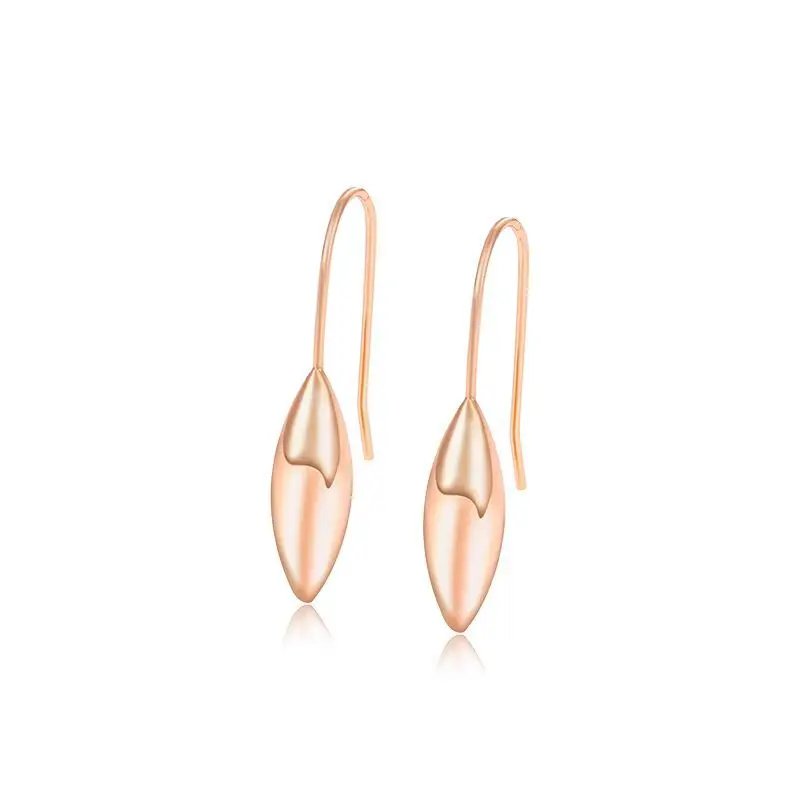 أقراط متدلية على شكل زيتون بيضاوي من MxGxFam للنساء بدون حجر مطلي بالذهب عيار 18 قيراط