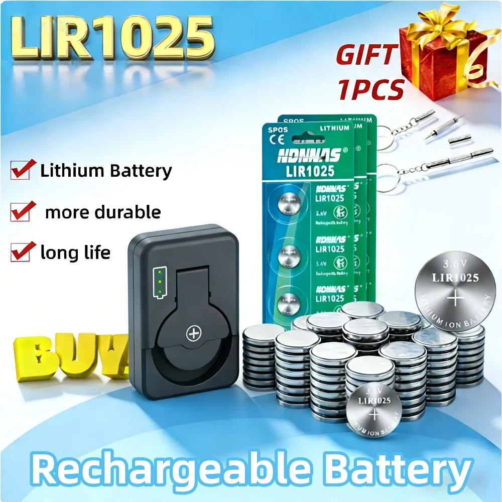 1-10PCS 3.6V Portable LIR1025 Rechargeable Button Battery Universal Replacement for 3V CR1025 Lithium Battery Watch