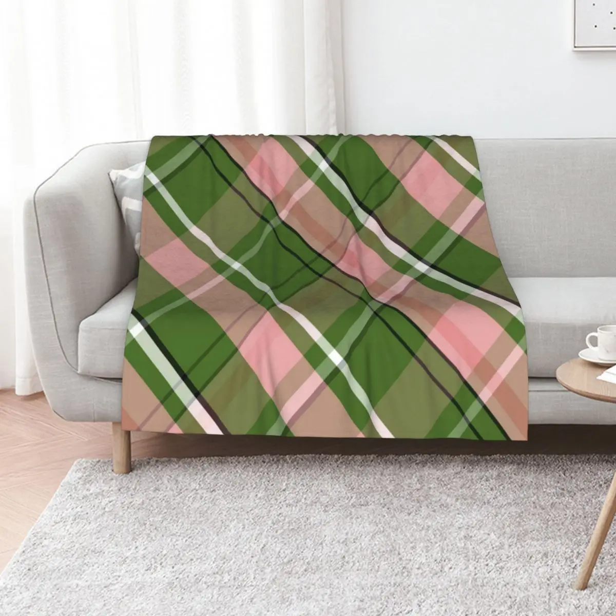 Pink and Green Preppy Plaid Throw Blanket Travel Softest Soft Plaid Bed Luxury Baby Blankets