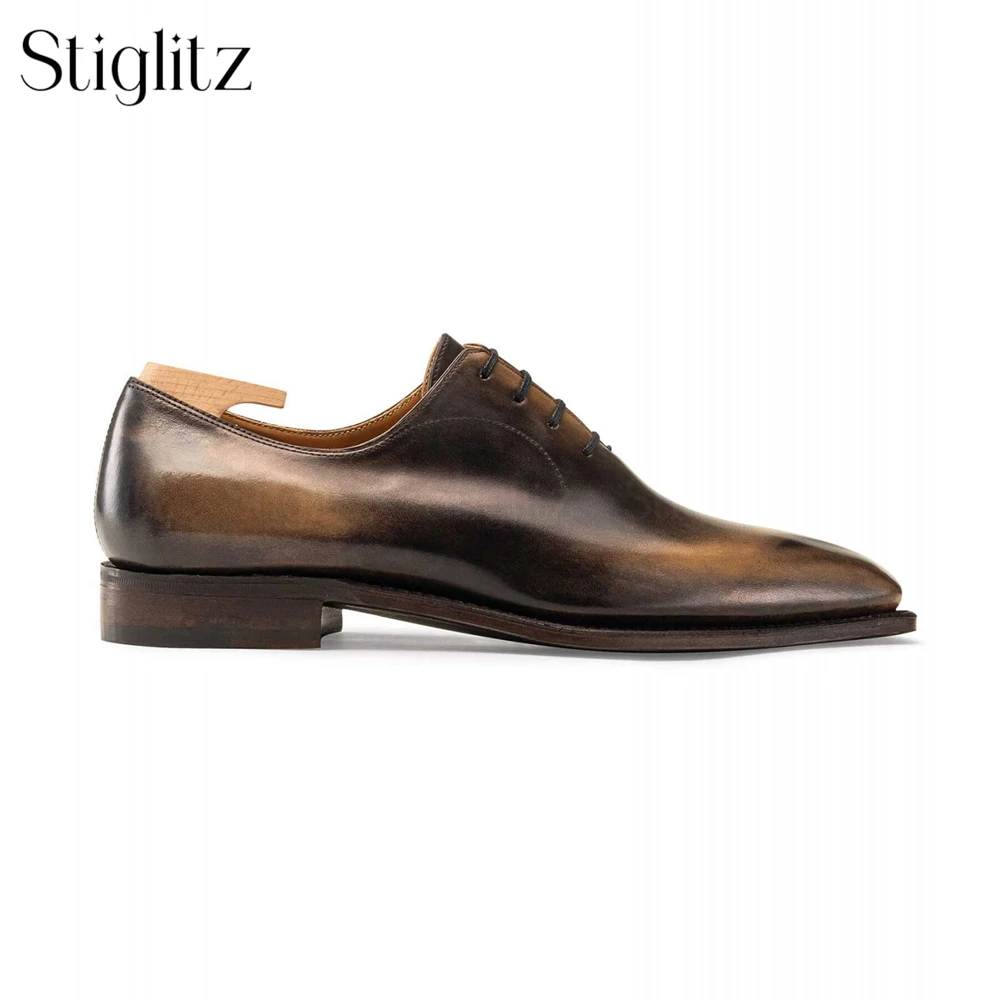 Black Piping Five Eyelet Oxford Shoes Genuine Calf Leather Dress Shoes for Men Luxurious Handmade Custom Dress Shoes for Banquet