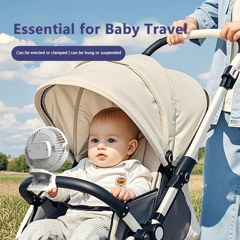 Mini ventilatore portatile con clip Ventilatore elettrico da tavolo silenzioso USB ricaricabile per la casa Campeggio Ufficio Ventilatore da soffitto wireless Luce notturna a LED