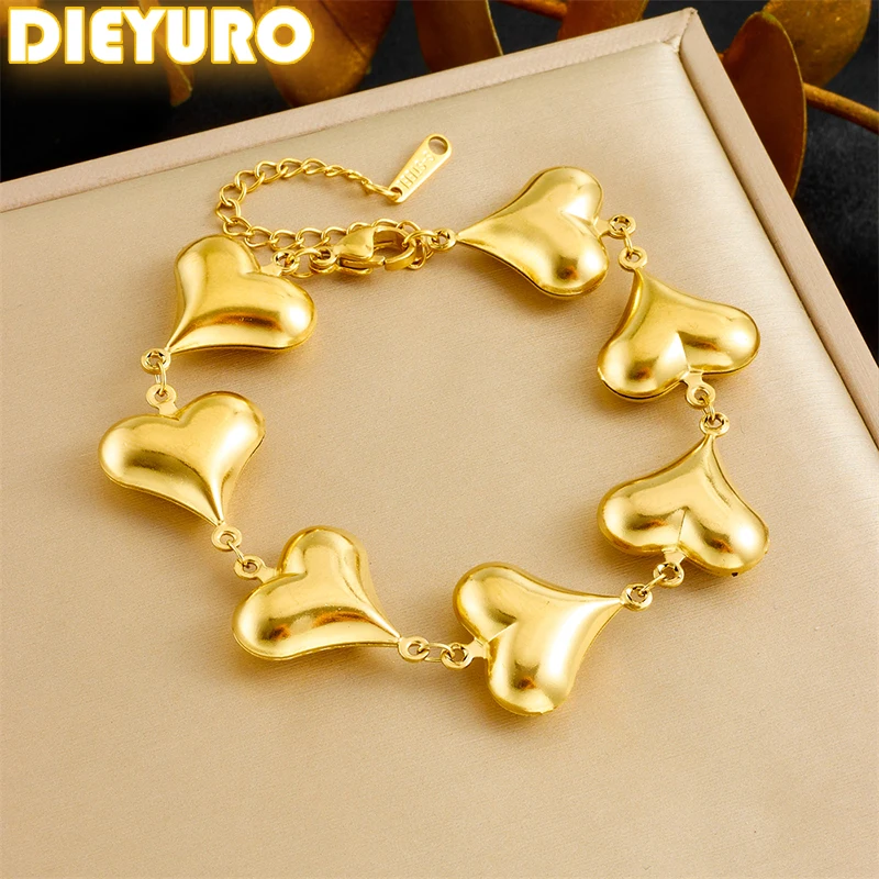 316L Edelstahl Goldene Minimalistische Hohl Herz Form Armband Für Frauen Neue Trend Mode Hand Kette Schmuck Geschenk